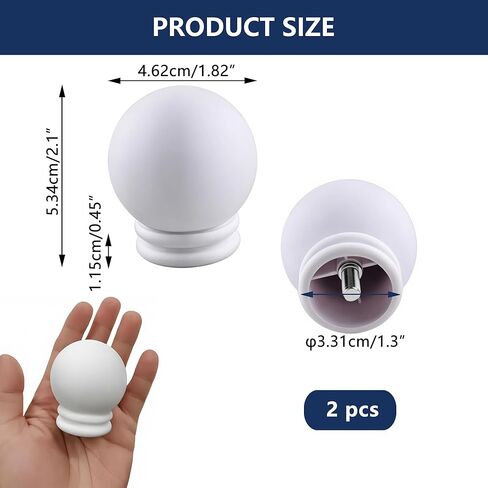 مجموعة حديثة من 2 قضبان الستار المستديرة ، قبعات نهاية الكرة 35 ملم/1.4in لقضبان الستائر 5/8 بوصة ، والبلاستيك السود in Kuwait