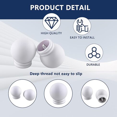 مجموعة حديثة من 2 قضبان الستار المستديرة ، قبعات نهاية الكرة 35 ملم/1.4in لقضبان الستائر 5/8 بوصة ، والبلاستيك السود in Kuwait