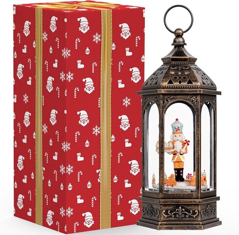 12.5'' Fall Snow Globe Lantern - Scarecrow and Turkey Lighted Water Lantern with Swirling Glitter Fall Decorations for Home, Thanksgiving, Autumn Harvest Fall Decor in Saudi Arabia