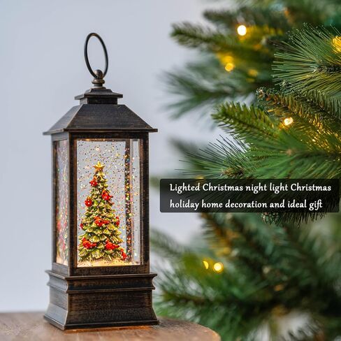 12.5'' Fall Snow Globe Lantern - Scarecrow and Turkey Lighted Water Lantern with Swirling Glitter Fall Decorations for Home, Thanksgiving, Autumn Harvest Fall Decor in Kuwait