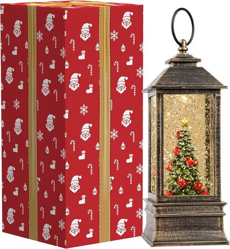 12.5'' Fall Snow Globe Lantern - Scarecrow and Turkey Lighted Water Lantern with Swirling Glitter Fall Decorations for Home, Thanksgiving, Autumn Harvest Fall Decor in Kuwait