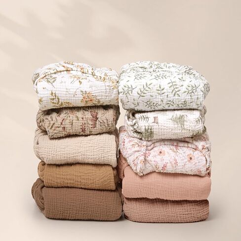 Mini Crib Sheets Muslin: Pack and Play Sheets for Boys and Girls - Cotton Fitted Crib Sheet for Pack N Play Mattress and Playard 2Pack 24"x38" in Saudi Arabia