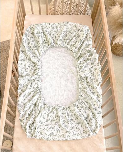 Mini Crib Sheets Muslin: Pack and Play Sheets for Boys and Girls - Cotton Fitted Crib Sheet for Pack N Play Mattress and Playard 2Pack 24"x38" in Saudi Arabia