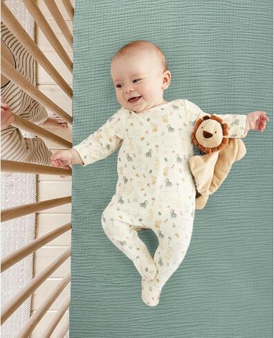 Mini Crib Sheets Muslin: Pack and Play Sheets for Boys and Girls - Cotton Fitted Crib Sheet for Pack N Play Mattress and Playard 2Pack 24"x38" in Saudi Arabia