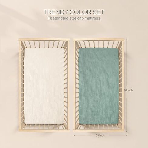 Mini Crib Sheets Muslin: Pack and Play Sheets for Boys and Girls - Cotton Fitted Crib Sheet for Pack N Play Mattress and Playard 2Pack 24"x38" in Saudi Arabia