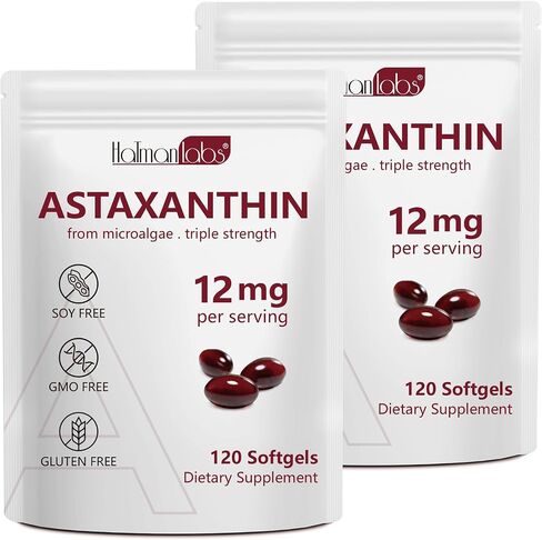 Astaxanthin 12mg, Premium Astaxanthin Antioxidant Supplements with Antioxidant Activity, Supports Eye, Immune, Skin Health, Internal Circulation-120 Softgels in Kuwait
