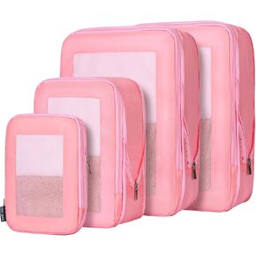 Carry On Compression Compling Cubes Travel for Usabores ， مكعبات التعبئة القابلة للضغط للنساء منظمي تعبئة النساء 4 مجموعة Ultralight (الوردي) in Kuwait