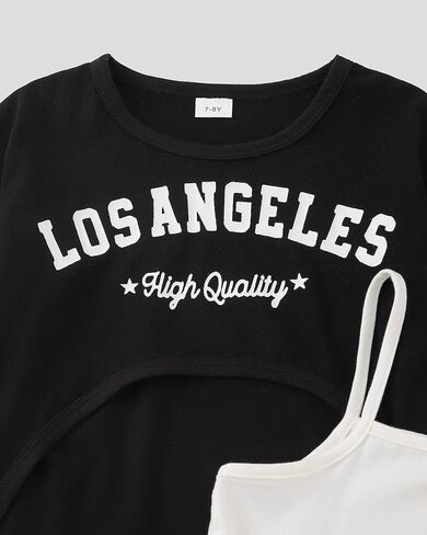 الفتيات يسقطون ملابس ، 2 قطعة فتاة ، ورسالة طباعة الأكمام الطويلة من النوع الثقيل مجموعات تنورة مطوية للأطفال في سن المراهقة 5-12T in Kuwait