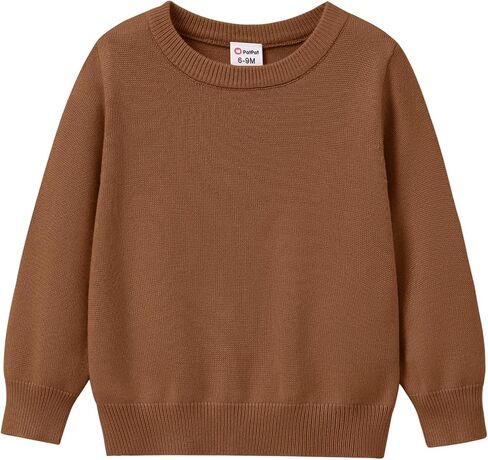 PATPAT Baby Girls Boys Sweater Infant Toddler Knitted Pullover Top Warm Solid Long Sleeve Clothes in Saudi Arabia