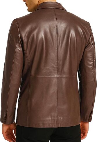 Men's Leather Blazer Coat - Lambskin Leather Blazer Men Casual Leather Sport Coats Jacket in Kuwait
