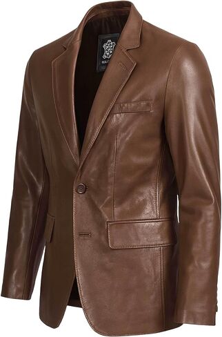 Men's Leather Blazer Coat - Lambskin Leather Blazer Men Casual Leather Sport Coats Jacket in Kuwait