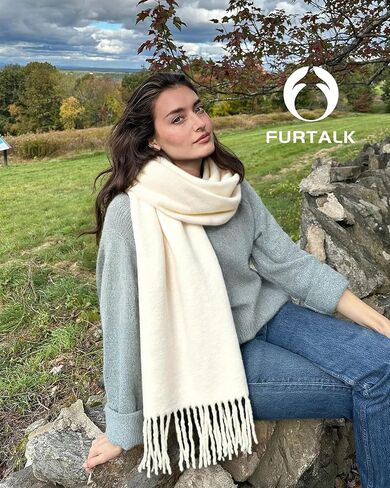 وشاح furtalk للنساء الرجال لينة دافئة الكشمير يشعرون بطانية وشاح الباشمينا شال الشتاء السميكة الأوشحة in Saudi Arabia