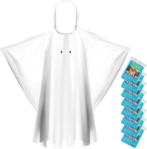 8 & 20 Pack Disposable Rain Ponchos for Adults/Youth - 6 Color Waterproof PE Hooded Raincoats, Drawstring, Emergency in Saudi Arabia