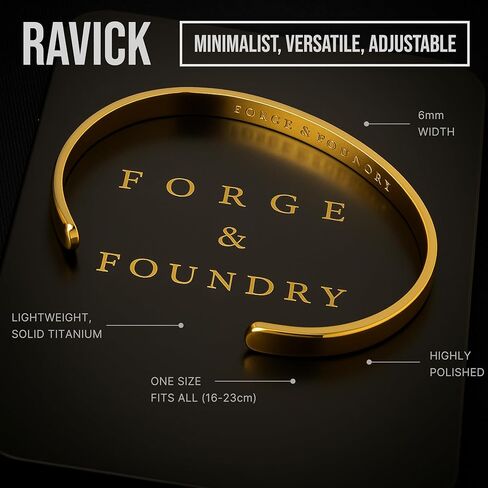 Forge & Foundry Men's Minimalist Titanium Cuff Bracelet | Versitile Unisize Waterproof | Design-Led Artisan Jewelry, from London | Ravick in Saudi Arabia
