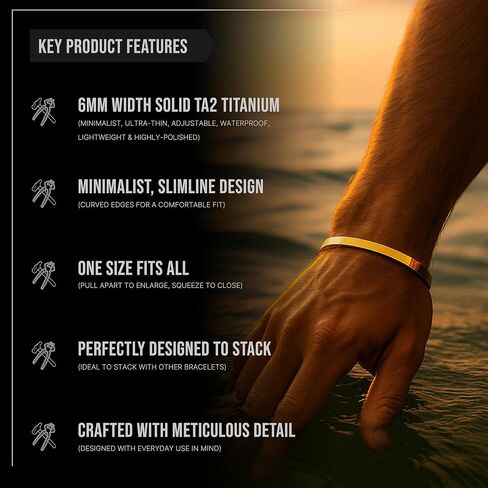 Forge & Foundry Men's Minimalist Titanium Cuff Bracelet | Versitile Unisize Waterproof | Design-Led Artisan Jewelry, from London | Ravick in Saudi Arabia