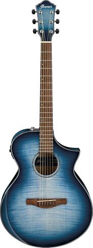 Ibanez AEWC32FM AEWC Acoustic-Electric Guitar - Indigo Sunset Fade High Gloss Bundle with Case, Tuner, Strap, D'Addario Strings, Picks, Austin Bazaar Instructional Video, and Polishing Cloth in Saudi Arabia
