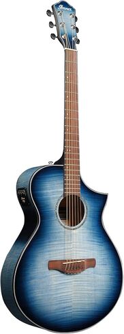 Ibanez AEWC32FM AEWC Acoustic-Electric Guitar - Indigo Sunset Fade High Gloss Bundle with Case, Tuner, Strap, D'Addario Strings, Picks, Austin Bazaar Instructional Video, and Polishing Cloth in Saudi Arabia