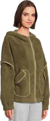 UGG Women's Mariella Uggfluff Zip Hoodie Coat, Burnt Olive, L in Saudi Arabia