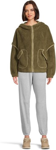 UGG Women's Mariella Uggfluff Zip Hoodie Coat, Burnt Olive, L in Saudi Arabia