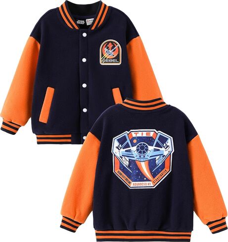 STAR WARS Boy Girl Varsity Jacket Zipper Lightweight Bomber Snap Button Front Cardigan Outerwear Fall Cloth Sweatshirt 2-13Y in Saudi Arabia