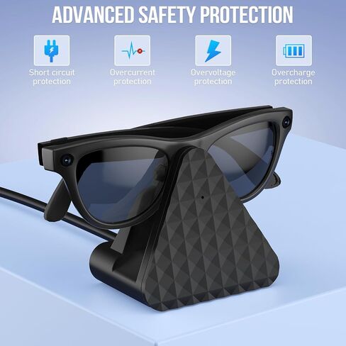 شحن Dock متوافق مع Ray-Ban Meta Smart Glasses Wayfarer/Skyler/Headliner ، شاحن للأهارات الذكية سفرًا قابلًا للشرب مع محول ، أبيض in Kuwait