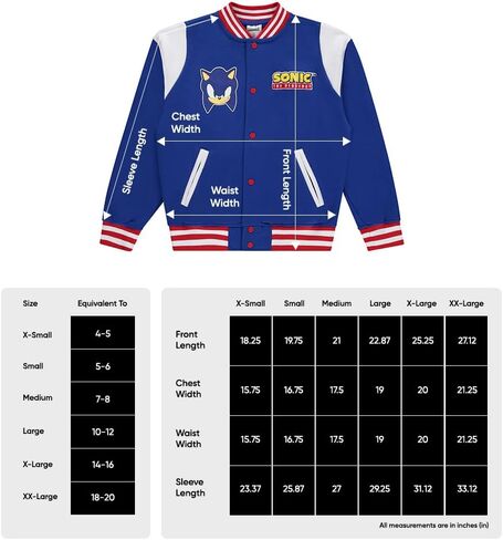 Sonic the Hedgehog Boys Snap Snap Jacket - Varsity Jackets Made W Polyester Fabric - Snap Button Kids Letterman Jackets in Saudi Arabia