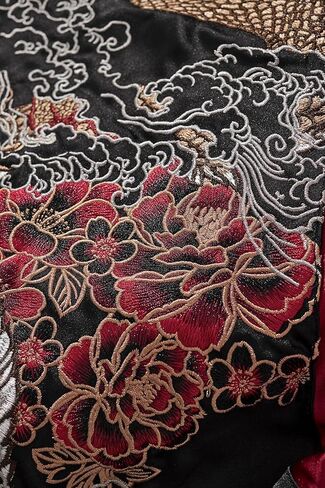 أزياء الشارع الشارع القابلة للانعكاس الرجال اليابانيين التنين التطريز سترة القاذفة وصمة عار الكامل زيب طيار الرياح in Kuwait