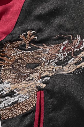 أزياء الشارع الشارع القابلة للانعكاس الرجال اليابانيين التنين التطريز سترة القاذفة وصمة عار الكامل زيب طيار الرياح in Kuwait