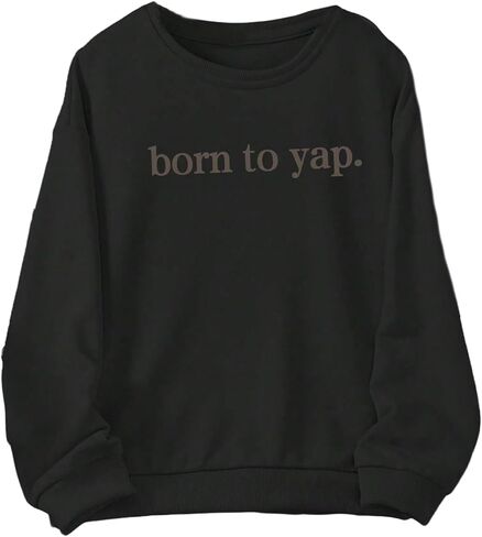 Soly Hux Girl's Girtshirt Letter Letter Print Crewneck إسقاط كتف طويل الأكمام in Saudi Arabia