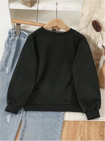 Gorglitter Girl's Cute Bow Sweatshirt Graphic Crewneck Long Sleeve Pullover Tops Size 8-12y in Kuwait