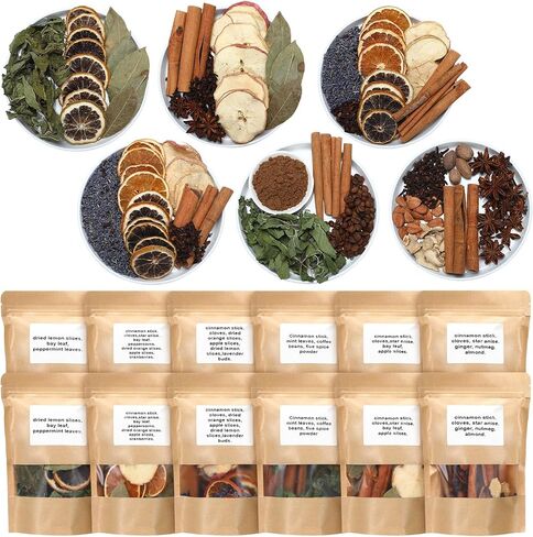 6 Pack Fall Stovetop Potpourri Autumn Simmer Pot Kit Christmas Dried Orange Slices Cinnamon Stick Air Freshener Sachet Ingredients Bowl Filler Decor for Holiday Fragrance Housewarming Gift in Saudi Arabia