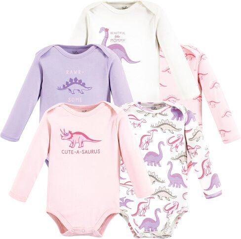 Touched by Nature Unisex Baby Organic Cotton Long-Sleeve Bodysuits, Girl Safari, 3-6 Months in Saudi Arabia
