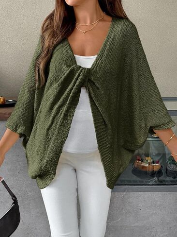 Shenhe Women's Maternity Sweater Twist Front Knit Shawl Wrap Bat Wing Sweater Cape Pullover in Kuwait