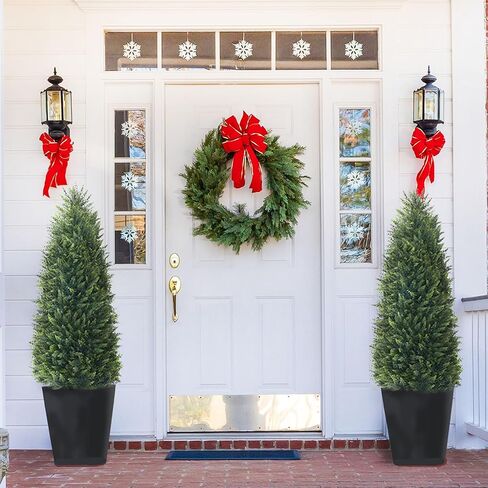 3FT Artificial Topiary Cedar Trees 2 Pack, Lush Thick Greenery UV Rated Artificial Plants for Outdoor Planters Decor, Realistic Fake Trees Indoor Garden in Saudi Arabia