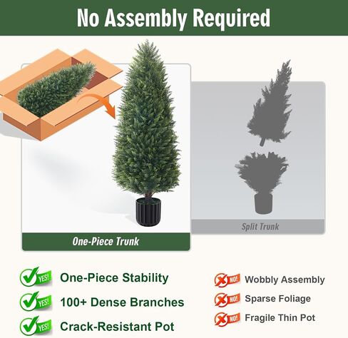 3FT Artificial Topiary Cedar Trees 2 Pack, Lush Thick Greenery UV Rated Artificial Plants for Outdoor Planters Decor, Realistic Fake Trees Indoor Garden in Saudi Arabia