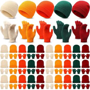 30 Set Kids Winter Beanie and Gloves Bulk Warm Knit Hat Gloves Pack Unisex Cold Weather Hat Cap for Boys Girls Homeless Shelters Supplies Bulk in Kuwait