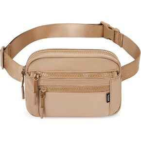 Telena Crossbody Fanny Pack for Women Men Fashion Waist Pack Belt Bag with 4-Zipper Pockets for Hiking Running Travel, Beige in Saudi Arabia