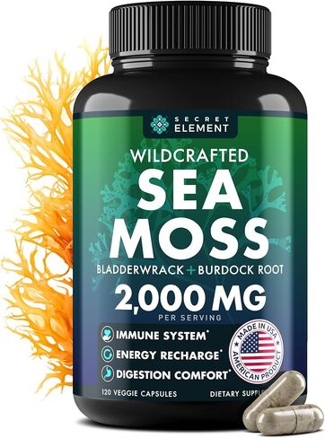 Sea Moss Capsules - Irish Sea Moss Advanced with Burdock Root, Bladderwrack & Muira Puama for Immunity, Gut, & Energy - Superfood Sea Moss Supplements w/Raw Sea Moss Powder, 120 Capsules, (3 Pack) in Kuwait