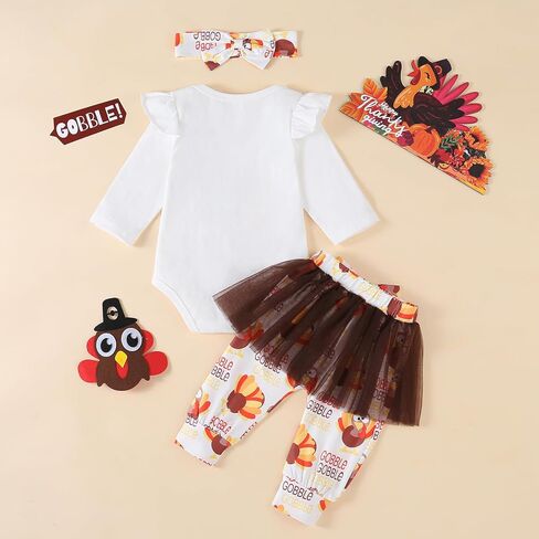 Qitudatey My Frist Halloween Baby Girl Outfit ، Newborn Infant Pumpkin Shuffle Romper Long Sleeve ، Pants Thebbelding Tets Complements in Kuwait