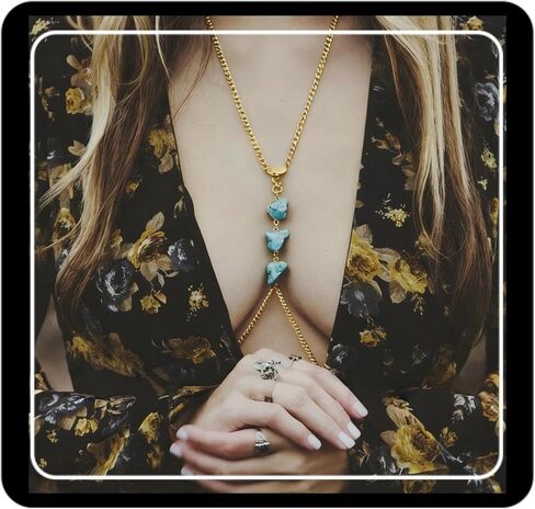 Doubnine Body Chain Crossover Harness Turquoise Belly Chain Bikini Beach Festival Accessoris Women Hot Jewelry (gold) in Saudi Arabia