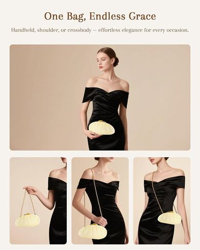 Gold Clutch Evening Bag for Women – Gracefully Satin Pleated Purse with Shell Clasp, Chic Wedding Clutch, Formal Party Handbag & Bridesmaid Gift in Kuwait