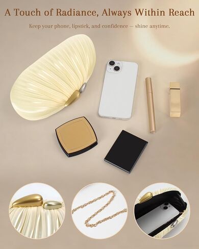 Gold Clutch Evening Bag for Women – Gracefully Satin Pleated Purse with Shell Clasp, Chic Wedding Clutch, Formal Party Handbag & Bridesmaid Gift in Kuwait