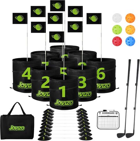 Bucket Golf Chipping Game with 1 Club & 6 Holes, Portable Golf Set for Adults Kids, Outdoor Indoor Sports Practice Toy Gift for Family Play Yard, Backyard, Lawn, Beach in Saudi Arabia