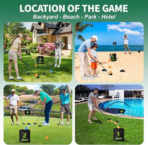 Bucket Golf Chipping Game with 1 Club & 6 Holes, Portable Golf Set for Adults Kids, Outdoor Indoor Sports Practice Toy Gift for Family Play Yard, Backyard, Lawn, Beach in Saudi Arabia
