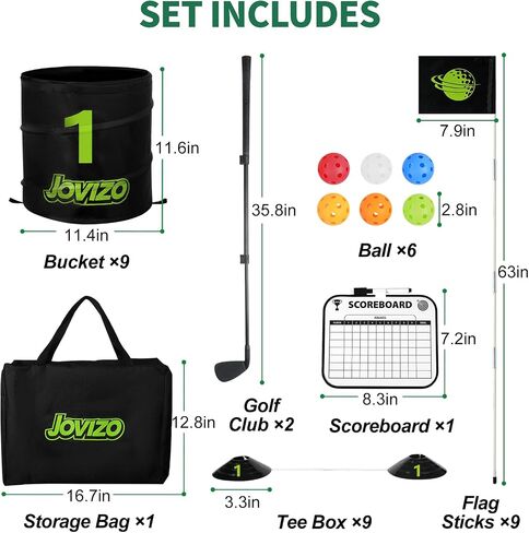 Bucket Golf Chipping Game with 1 Club & 6 Holes, Portable Golf Set for Adults Kids, Outdoor Indoor Sports Practice Toy Gift for Family Play Yard, Backyard, Lawn, Beach in Saudi Arabia