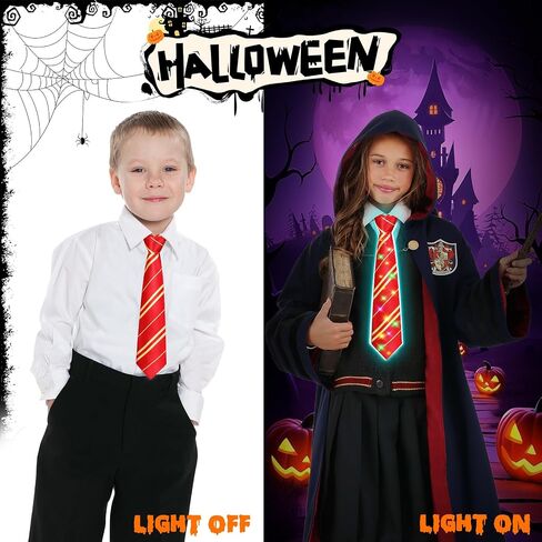 LED Cosplay Tie for Magic School, Halloween Costume Accessories Light Up Necktie for Pretend Play, Kids Teens Gift in Saudi Arabia