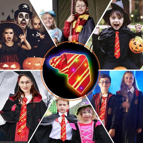 LED Cosplay Tie for Magic School, Halloween Costume Accessories Light Up Necktie for Pretend Play, Kids Teens Gift in Saudi Arabia