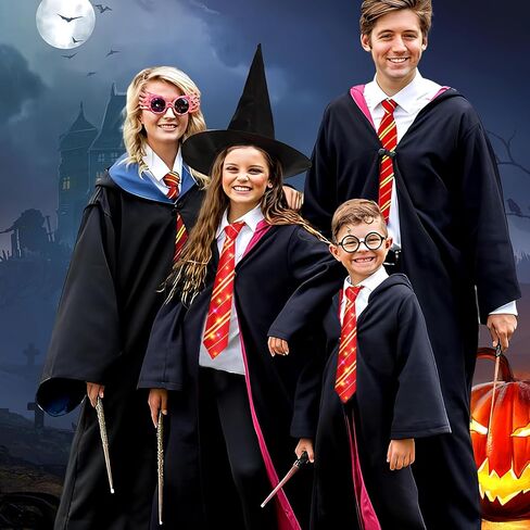 LED Cosplay Tie for Magic School, Halloween Costume Accessories Light Up Necktie for Pretend Play, Kids Teens Gift in Saudi Arabia