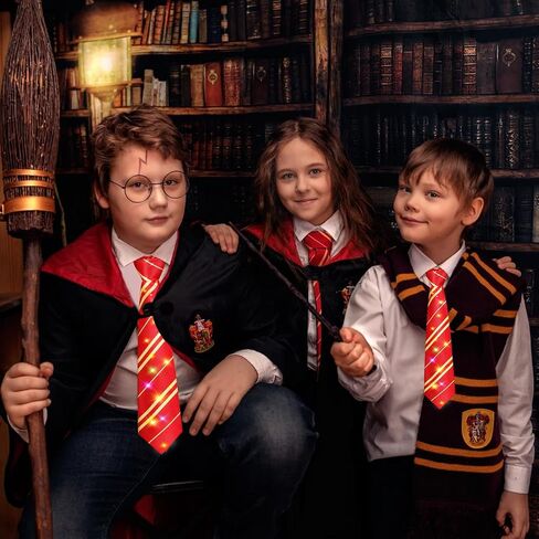 LED Cosplay Tie for Magic School, Halloween Costume Accessories Light Up Necktie for Pretend Play, Kids Teens Gift in Saudi Arabia