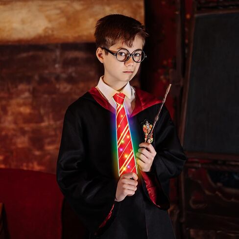 LED Cosplay Tie for Magic School, Halloween Costume Accessories Light Up Necktie for Pretend Play, Kids Teens Gift in Saudi Arabia